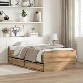 vidaxl-ramka-lozka-dab-rzemieslniczy-90-x-190-cm-lite-drewno-sosnowe