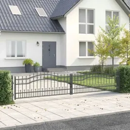 vidaxl-bramka-ogrodzeniowa-z-ostrym-szczytem-szary-404-x-75-cm-stal