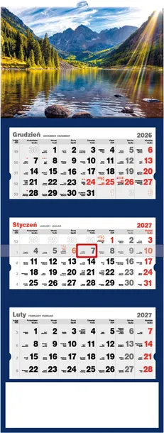 KALENDARZ TRÓJDZIELNY ŚCIENNY PREMIUM 2027 ZAWIESZKA KRAJOBRAZ GÓRY JEZIORO