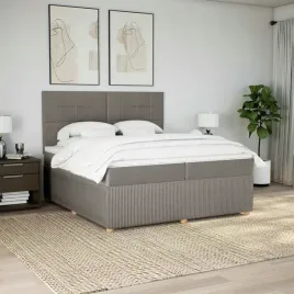 vidaxl-lozko-kontynentalne-z-materacem-taupe-tkanina-200x200-cm