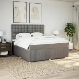 vidaxl-lozko-kontynentalne-z-materacem-taupe-tkanina-200x200-cm