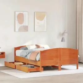vidaxl-rama-lozka-bez-materaca-woskowy-braz-150x200-cm-lita-sosna