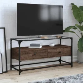 vidaxl-szafka-pod-tv-ze-szklanym-blatem-brazowy-dab-98x35x51-cm