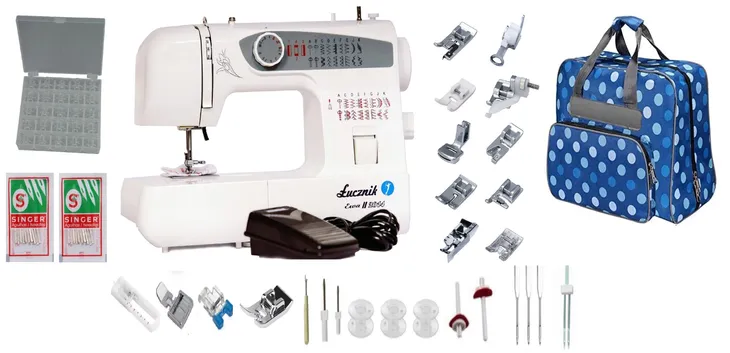 MASZYNA DO SZYCIA ŁUCZNIK EWA II DOMOWA MECHANICZNA + TORBA + GRATISY