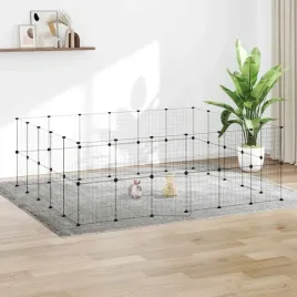 vidaxl-klatka-dla-zwierzat-z-bramka-44-panele-czarna-35x35-cm-stal
