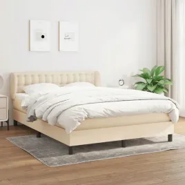 vidaxl-lozko-kontynentalne-z-materacem-kremowe-tkanina-140x190-cm