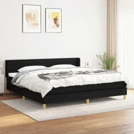 vidaxl-lozko-kontynentalne-z-materacem-czarne-tkanina-200x200-cm
