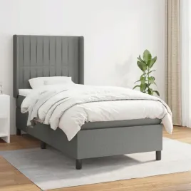 vidaxl-lozko-kontynentalne-z-materacem-ciemnoszara-tkanina-90x190-cm
