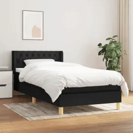 vidaxl-lozko-kontynentalne-z-materacem-czarne-tkanina-90x200-cm