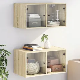 vidaxl-szafki-wiszace-2-szt-szklane-drzwi-dab-sonoma-685x37x35-cm