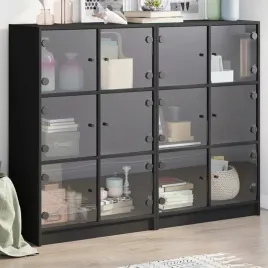 vidaxl-biblioteczka-z-drzwiczkami-czarna-136x37x109-cm