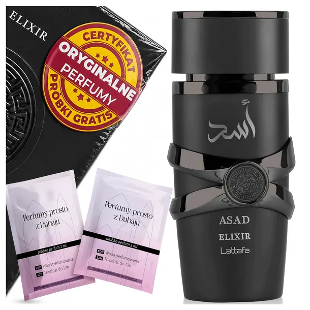 PERFUMY MĘSKIE ARABSKIE LATTAFA ASAD ELIXIR ORYGINALNE HOLOGRAM + 2 PRÓBKI