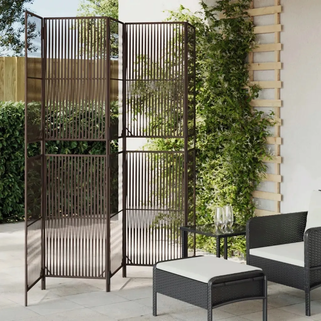 vidaxl-parawan-5-panelowy-brazowy-polirattan
