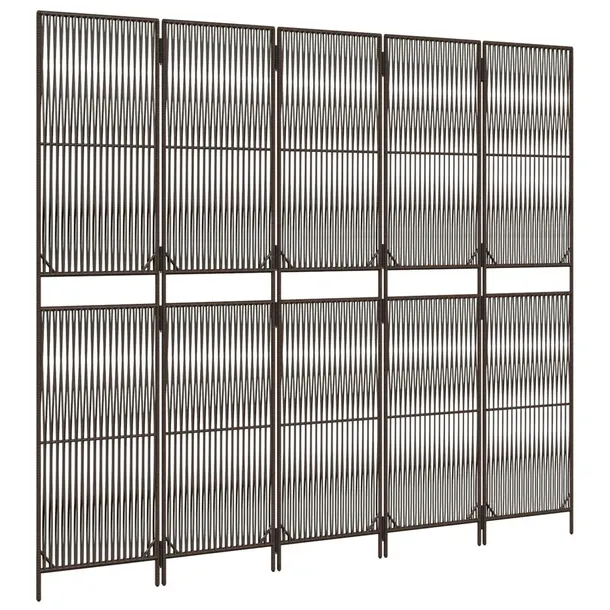 vidaxl-parawan-5-panelowy-brazowy-polirattan-szerokosc-skrzydla-49-cm