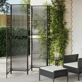vidaxl-parawan-5-panelowy-czarny-polirattan