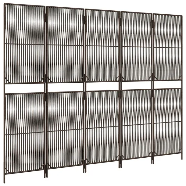 vidaxl-parawan-5-panelowy-brazowy-polirattan-szerokosc-skrzydla-49-cm