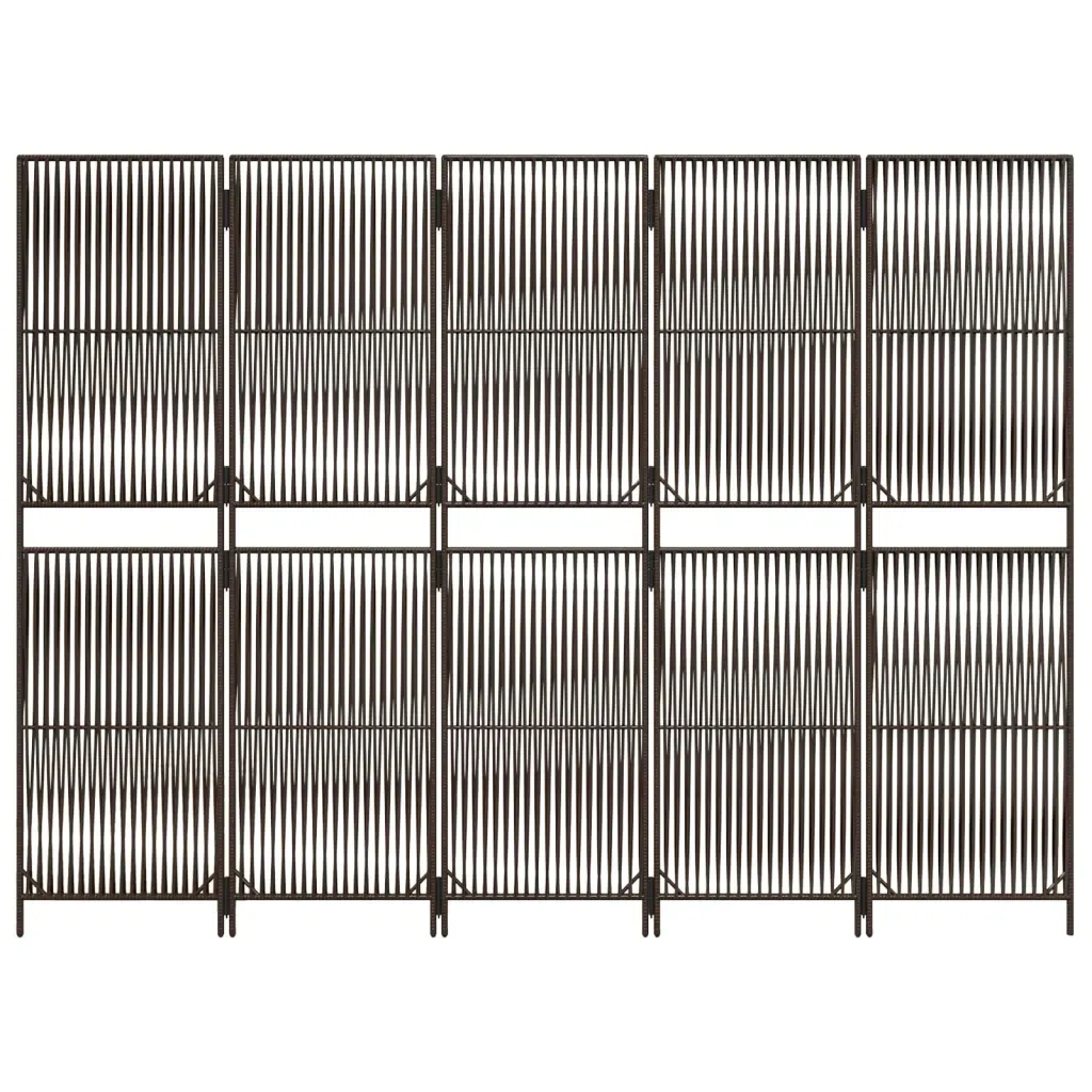 vidaxl-parawan-5-panelowy-brazowy-polirattan