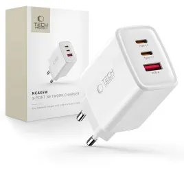 tech-protect-nca65w-gan-3-port-network-charger-pd-65w-qc3-0-white