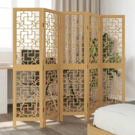 vidaxl-parawan-pokojowy-5-panelowy-brazowy-lite-drewno-paulowni
