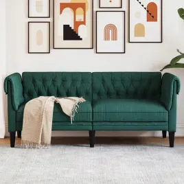 vidaxl-sofa-chesterfield-dwuosobowa-ciemnozielona-obita-tkanina