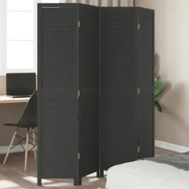 vidaxl-parawan-pokojowy-4-panelowy-czarny-lite-drewno-paulowni