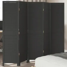 vidaxl-parawan-pokojowy-5-panelowy-czarny-lite-drewno-paulowni