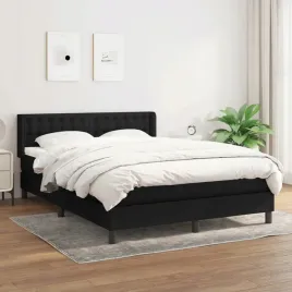 vidaxl-lozko-kontynentalne-z-materacem-czarne-tkanina-140x200-cm