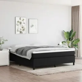vidaxl-lozko-kontynentalne-z-materacem-czarne-tkanina-160x200-cm