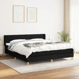vidaxl-lozko-kontynentalne-z-materacem-czarne-tkanina-160x200-cm