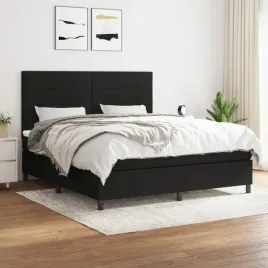 vidaxl-lozko-kontynentalne-z-materacem-czarne-tkanina-180x200-cm