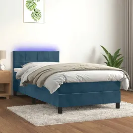 vidaxl-lozko-kontynentalne-materac-i-led-niebieski-aksamit-90x200-cm