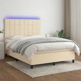 vidaxl-lozko-kontynentalne-z-materacem-kremowe-140x190-cm-tkanina