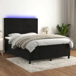 vidaxl-lozko-kontynentalne-z-materacem-i-led-czarny-aksamit-140x200cm
