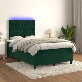 vidaxl-lozko-kontynentalne-z-materacem-i-led-zielony-aksamit-120x200cm