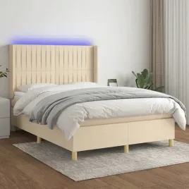 vidaxl-lozko-kontynentalne-z-materacem-kremowe-140x190-cm-tkanina