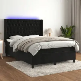 vidaxl-lozko-kontynentalne-z-materacem-i-led-czarny-aksamit-140x200cm