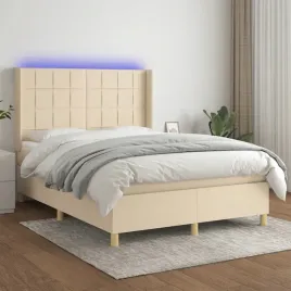 vidaxl-lozko-kontynentalne-z-materacem-kremowe-140x190-cm-tkanina