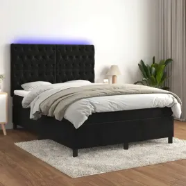 vidaxl-lozko-kontynentalne-z-materacem-i-led-czarny-aksamit-140x190cm