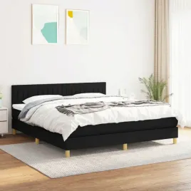 vidaxl-lozko-kontynentalne-z-materacem-czarne-tkanina-180x200-cm