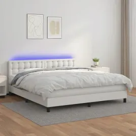 vidaxl-lozko-kontynentalne-z-materacem-i-led-biala-ekoskora-160x200cm