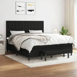vidaxl-lozko-kontynentalne-z-materacem-czarne-tkanina-180x200-cm