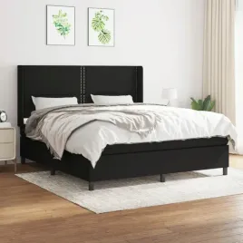 vidaxl-lozko-kontynentalne-z-materacem-czarne-tkanina-180x200-cm