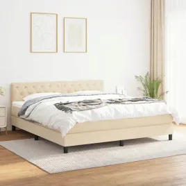 vidaxl-lozko-kontynentalne-z-materacem-kremowe-tkanina-160x200-cm