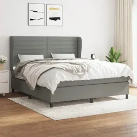 vidaxl-lozko-kontynentalne-z-materacem-ciemnoszara-tkanina-160x200-cm