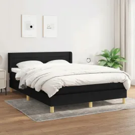 vidaxl-lozko-kontynentalne-z-materacem-czarne-tkanina-140x200-cm