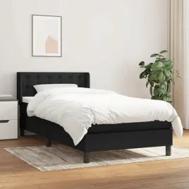 vidaxl-lozko-kontynentalne-z-materacem-czarne-tkanina-90x200-cm
