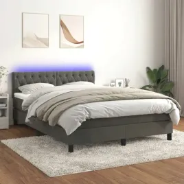 vidaxl-lozko-kontynentalne-z-materacem-i-led-szary-aksamit-140x190cm