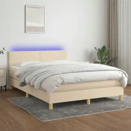 vidaxl-lozko-kontynentalne-z-materacem-kremowe-140x190-cm-tkanina