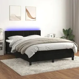vidaxl-lozko-kontynentalne-z-materacem-i-led-czarny-aksamit-140x200cm