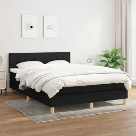 vidaxl-lozko-kontynentalne-z-materacem-czarne-tkanina-140x190-cm